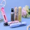 Botella de Relleno Directo para Perfume de 5 ml con Fondo de Grano de Madera, Botella de Spray de Muestra Portátil para Viaje Rellenable