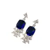 Pendientes de Zafiro Sintético estilo Diseñador de Joyería Popular de Gama Alta con Circonita Deslumbrante para Mujer