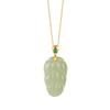 Huibaoli Prata S925 Jade Hetian Jade Escarlate Jade Fumê Roxo Colar Pingente Galhos Dourados e Folha de Jade de Alta Qualidade Atmosférico Simples