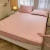 Conjunto de 3 Peças de Matelassê Jacquard de Seda de Gelo com Contas para Resfriamento de Verão com Lençol com Elástico, Lençol com Sensação Fresca, Tapete Macio Lavável com Ar Condicionado para o Verão