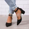 Nuevos zapatos de mujer de tacón alto con hebilla de talla grande de comercio exterior de moda europea y americana en stock