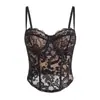 Corsé de encaje con aros y ballenas de diamante para comercio exterior europeo y americano, camisola sexy ajustada para chicas calientes