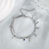 Pulseira empilhada de duas camadas com pingente de gota d'água e franja de estrela feminina design de nicho meia pulseira estilo amigas estudante