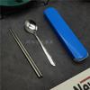 Talheres de aço inoxidável conjunto de três peças portátil hashi colher garfo estudante trabalhador de escritório caixa de armazenamento individual
