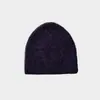 Gorro de punto liso de mezcla de lana de perfil bajo con flor para hombre y mujer, otoño e invierno, gorro de lana suave para pullover