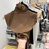 Camisa Básica de Gola Alta Europeia para Mulheres 2023 Novo Estilo Estilo Estrangeiro Top Slim de Manga Longa para Usar por Baixo Camiseta Branca para Mulheres