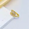 Anillo Ladrillo de Diseño Nicho de Alta Gama Lujo Accesible para Mujer Moda Europea y Americana Creativo Zirconia Chapado en Oro Anillo Abierto Ajustable