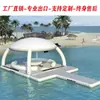 Piscina Marinha Inflável com Rede, Piscina Flutuante para Mergulho, Escorregador para Iate, Poltrona Sofá, Bar de Lazer, Plataforma Flutuante