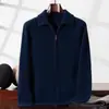 Cárdigan 100% Cachemir para Hombre, Suéter Grueso de Solapa, Chaqueta de Punto Cálida con Cremallera de Manga Larga, Nuevo Estilo Otoño e Invierno 2025