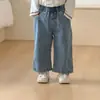 Jeans infantiles con estampado de leopardo, pantalones de pierna ancha para niñas, ropa de otoño para niños, nuevos pantalones largos casuales para bebé de primavera y otoño 2026