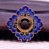 L60804 Cobre Feito à Mão DIY Bicolor Azul Ponto Jade Acessórios Básicos Ornamento de Cabelo Material Hanfu 28*28mm