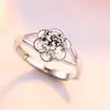 Simulação anel clássico de seis garras feminino Anel aberto de diamante nicho anel de moissanita Europeu e Americano luxo fabricante de joias de comércio exterior