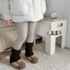 Leggings Gruesos Forrados de Polar para Niñas Otoño e Invierno Pantalones Cálidos para Niños para Uso al Aire Libre, Pantalones Largos Apilados con Empalmes para Niños Grandes
