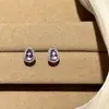 Pendientes de Calabaza de Plata de Ley S925 Amatista Natural para Mujer de Lujo Ligero Exquisitos Pendientes Pequeños Pendientes de Cristal con Sensación de Alta Gama