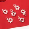 Anillo de plata de ley S925 para correr, espaciador, soporte para cuentas, accesorios, plata blanca lisa, codo, mariposa, soporte de plata, material para cuentas hechas a mano DIY
