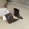 2026 Otoño/Invierno Nuevo Estilo Botas de Media Caña Punta Cuadrada Botines de Tobillo Moda Femenina Versátiles Botas de Moda Botines Elegantes