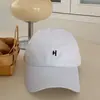 Boné de Baseball Japonês Personalizado de Algodão Puro com Top Macio, Bordado Simples e Versátil com Letras, Boné de Aba Larga que Faz o Rosto Parecer Menor, Chapéu Feminino
