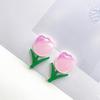 Pendientes pequeños de tulipán degradado acrílico fresco, tocado, carcasa para teléfono móvil, accesorios DIY al por mayor