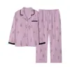Pijama Feminino Novo Primavera/Outono 2026 Pode Ser Usado ao Ar Livre Algodão Puro Manga Longa Mãe de Meia-Idade Toque de Luxo Tamanho Grande Roupa de Casa