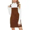 Aliexpress Amazon Otoño 2023 Vestido de Pana sin Mangas con Tirantes Delgados de Estilo Europeo y Americano Vestido de Color Sólido de Corte A Versátil