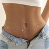 Joias Transfronteiriças Europeias e Americanas, Corrente de Cintura com Pingente de Lantejoulas Turquesa Estilo Férias Sexy, Corrente Corporal Simples de Metal Fina