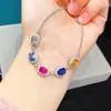 Pulsera de Zafiro de Color Natural de Sri Lanka, Pulsera de Joyería Transfronteriza, Elegante Pulsera de Joyería con Piedras Preciosas de Color