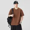 Ropa de Hombre Fengshe / 2026 Verano Nueva Camiseta de Hombre Manga Corta Cuello Redondo Cuello en V Metálico Top Camiseta de Moda