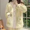 Pijama de forro polar coral para mujer, nuevo estilo de invierno, cálido y acogedor, conjunto de cárdigan con estampado de arcoíris, engrosado y con diseño de jacquard, una excelente opción para ropa de estar para mujer