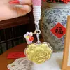 Llavero Shuibei Candado Dorado, Paz y Alegría, Oro Puro 999, Cadena para Teléfono, Colgante Lindo para Bolso, Adorno Decorativo al por Mayor