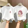 Camiseta de Manga Larga para Niña, Camiseta Básica de Algodón Puro para Niños, Nuevo Estilo Otoño 2026, Top de Retazos Rayados Estampado para Niñas