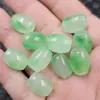 Cuentas sueltas de jade con patrón verde y agujero grande, fondo blanco con puntos verdes, cuentas de arroz verdes, cuentas de barril, pulsera, collar, joyería, cuentas para colgante