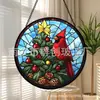 Pinzón Rojo Navideño Colgante de Vidrio de Color Adorno de Vidrio Colgante para el Hogar Decoración de Ventana Atrapasoles para el Jardín