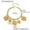 Conjunto de Joias em Aço Inoxidável Coroa Coração DIY Multi-Acessórios Colar Pulseira Brincos com Franja Pedra Natural Banhado a Ouro 18K