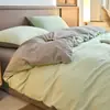 Juego de Ropa de Cama de Tres Piezas de Algodón Puro de Color Sólido para Exportación Transfronteriza, Uso en Hogar y Dormitorio, Juego de Ropa de Cama de Cuatro Piezas de Algodón Puro Teñido en Hilo Hecho a Medida de Fábrica