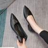 Sapatos de Trabalho Profissionais de Couro Macio de Bico Fino Pretos para Trabalho Primavera e Outono 2025 Sola Macia Confortáveis e que Não Cansam Sapatilhas para Mulheres