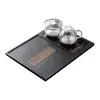 Bandeja de té de piedra negra dorada natural, juego eléctrico totalmente automático integrado, juego de té, bandeja de té con drenaje para el hogar, mesa de té de oficina