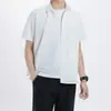 Camisa de Manga Corta para Hombre Verano Color Sólido Bolsillo Casual Camisa para Hombre Moderna Coreana Versátil Negra Blanca