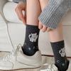 Calcetines de Gatito Afelpados para Mujer 2025 Otoño Nuevos Lindos de Dibujos Animados Calcetines de Media Pantorrilla Ins de Moda Rayados Holgados Sin Costuras