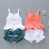 Traje de moda estilo ocidental para bebê menina recém-nascido algodão roupas de verão 0-1 ano roupas de verão 6 crianças fino traje de duas peças