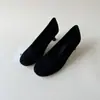 Design de Nicho! Sapatos de Vovó Verdes Retrô com Bico Redondo, Salto Agulha e Boca Rasa, Sapatos Pequenos de Couro, Sapatos de Salto