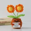 Flor de Tricô de Energia Positiva Transfronteiriça Planta em Vaso Produto Acabado Fio de Lã Flor de Simulação Ornamento de Mesa Boneca de Cartão de Mão