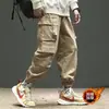 Calças Harem Forradas com Lã para Outono e Inverno para Homens e Mulheres, Calças Jogger de Marca Tendência, Calças Longas Casuais Largas Plus Size, Calças Cargo Retrô Japonesas