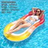 Bote Inflável de Malha Gradiente com Almofada Espreguiçadeira Aquática Cama Flutuante de Piscina Férias na Praia Bote de PVC