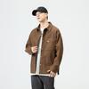 Otoño e Invierno Nuevo Vintage Japonés marrón Camisa de Trabajo para Hombre Holgada Talla Grande Casual Camisa Chaqueta Juvenil Top de Moda