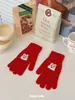 Novas Luvas Outono/Inverno para Mulheres Fofas Cachorrinho Coelho Cinco Dedos Cor Sólida Tricotadas Compatíveis com Tela de Toque Espessas Quentes Fashion