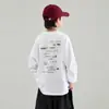Nueva camiseta de manga larga para primavera y otoño para niños, con estampado de letras en la espalda, estilo holgado moderno y genial, perfecta como capa base para niños