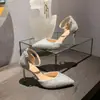 Sandalias Europeas Populares 2026 con Punta Puntiaguda Hueca para Mujer Lentejuelas Correa Única Zapatos de Boda Ropa Formal Tacones de Aguja Altos