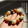 Pulsera Multicolor de Raíz de Bodhi Natural de Tono Claro con Cuentas Múltiples, Barril de Estilo Antiguo y Cuentas Redondas, Pulsera de Bodhi Color Caramelo Suave