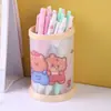 Porta-canetas redondo, dobrável, com tema de desenho animado, um organizador de papelaria fofo e estiloso para estudantes e uso no escritório, perfeito para organização de mesa.