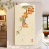 Pintura a Óleo Original Pintada à Mão Estilo Madeira Natural Cremoso Caqui Ruyi Pintura Decorativa para Hall de Entrada Pinceladas de Mestre Pintura de Peixe Koi Pendurado na Parede